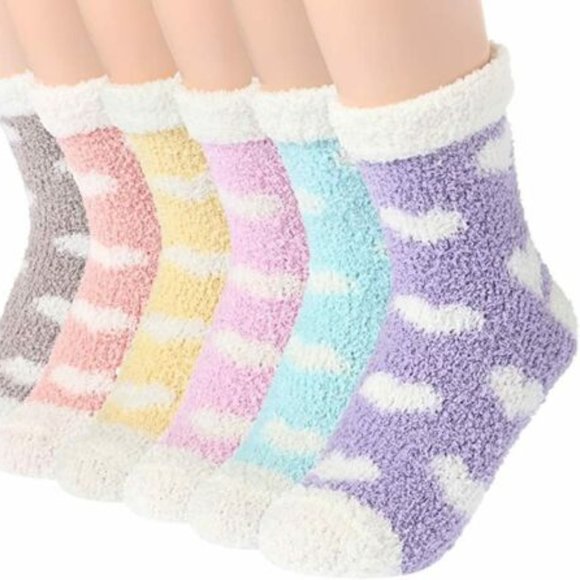 Toes Home Accessories - 6 Pairs Women Fuzzy Fluffy Cozy Slipper Socks